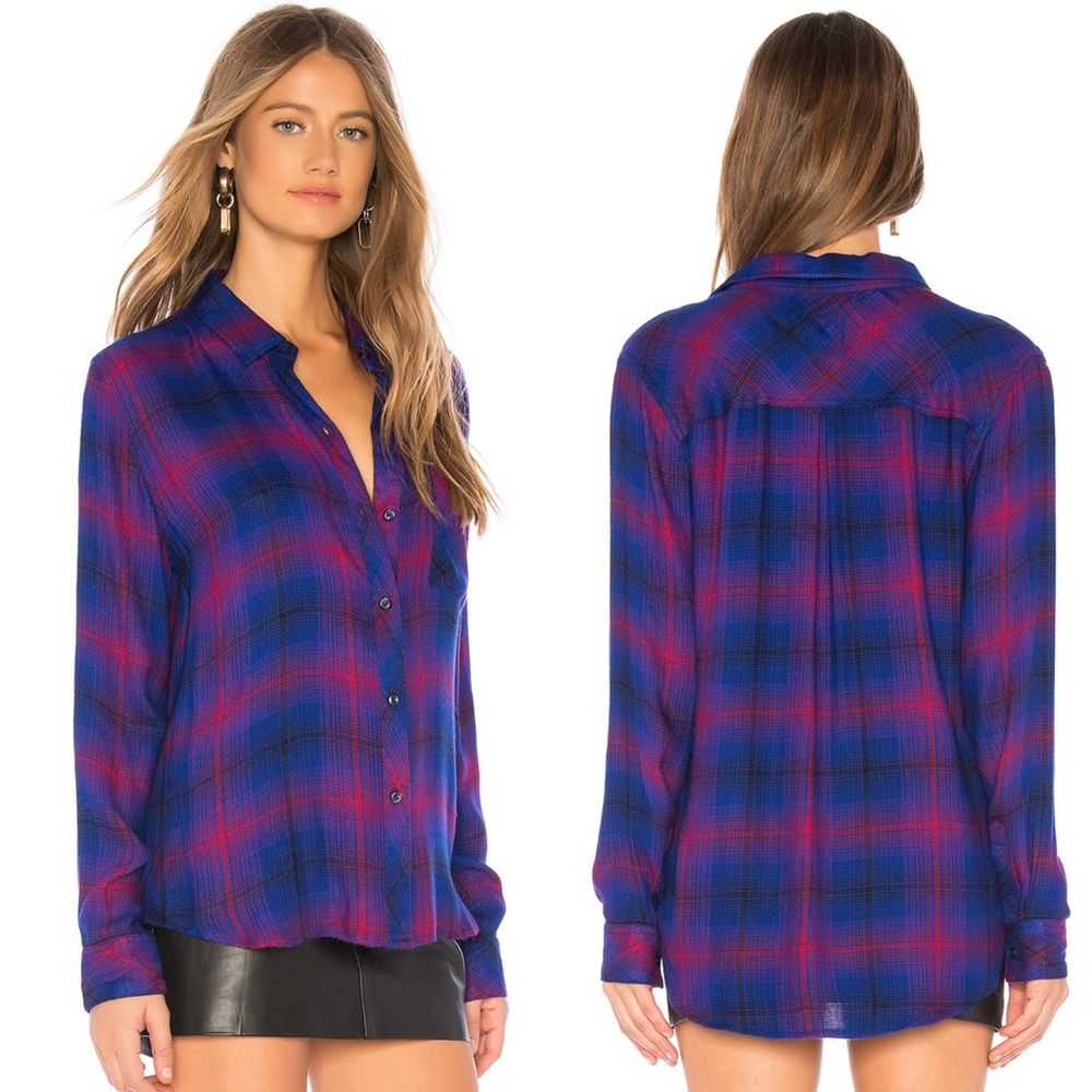 Rails Hunter Button Up Flannel In Azure & Scarlet - image 3